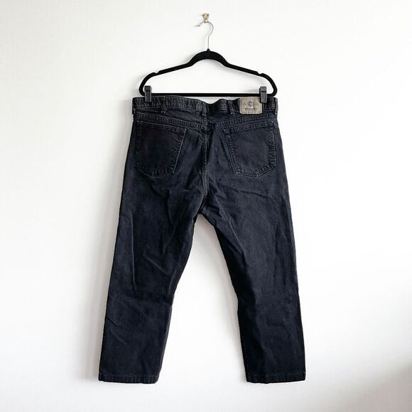 Wrangler Mens Denim Dark Wash Straight Jeans Black 40x29 - Picture 3 of 10
